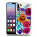 Дизайнерский силиконовый с усиленными углами чехол для Huawei P20 Pro Цветочная акварель