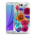 Дизайнерский пластиковый чехол для Samsung Galaxy Note 2 Цветочная акварель
