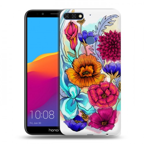 Дизайнерский пластиковый чехол для Huawei Honor 7C Pro Цветочная акварель