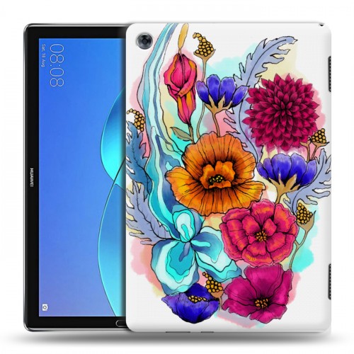 Дизайнерский силиконовый чехол для Huawei MediaPad M5 Lite Цветочная акварель