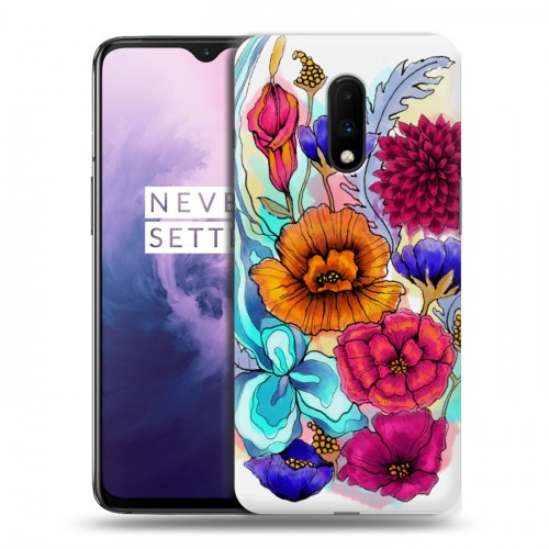 Дизайнерский пластиковый чехол для OnePlus 7 Цветочная акварель