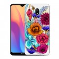 Дизайнерский силиконовый с усиленными углами чехол для Xiaomi RedMi 8A Цветочная акварель