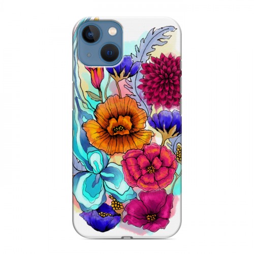 Дизайнерский силиконовый чехол для Iphone 13 Цветочная акварель