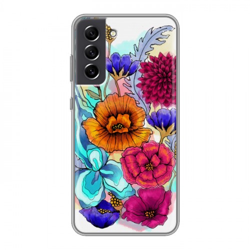 Дизайнерский силиконовый чехол для Samsung Galaxy S21 FE Цветочная акварель
