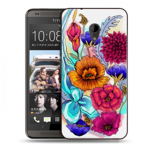 Дизайнерский пластиковый чехол для HTC Desire 700 Цветочная акварель