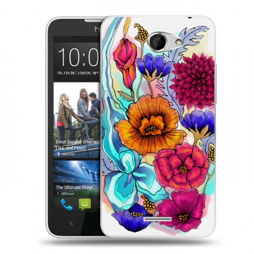Дизайнерский пластиковый чехол для HTC Desire 516 Цветочная акварель