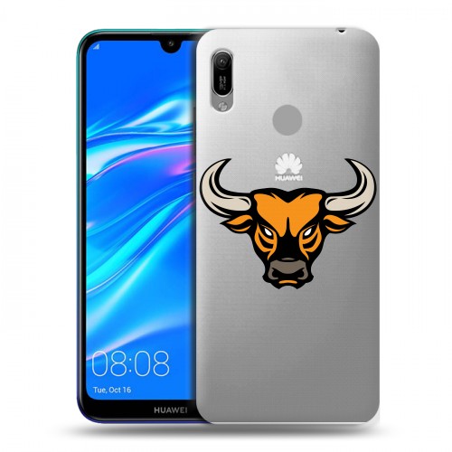 Полупрозрачный дизайнерский пластиковый чехол для Huawei Y6 (2019) Прозрачные быки