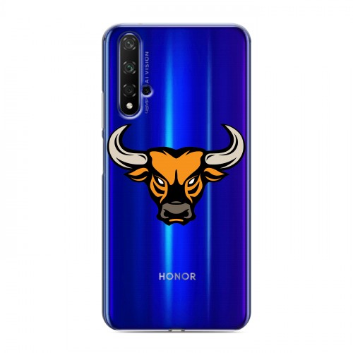 Полупрозрачный дизайнерский пластиковый чехол для Huawei Honor 20 Прозрачные быки