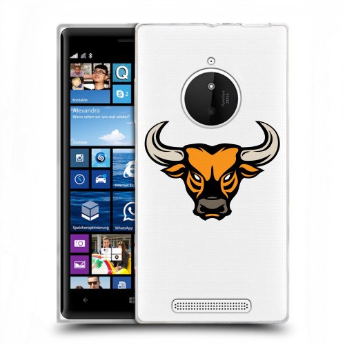 Полупрозрачный дизайнерский пластиковый чехол для Nokia Lumia 830 Прозрачные быки