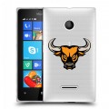 Полупрозрачный дизайнерский пластиковый чехол для Microsoft Lumia 435 Прозрачные быки