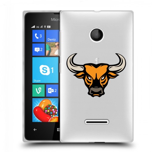 Полупрозрачный дизайнерский пластиковый чехол для Microsoft Lumia 435 Прозрачные быки