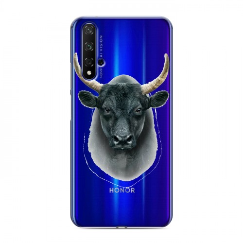 Полупрозрачный дизайнерский пластиковый чехол для Huawei Honor 20 Прозрачные быки