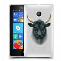 Полупрозрачный дизайнерский пластиковый чехол для Microsoft Lumia 435 Прозрачные быки