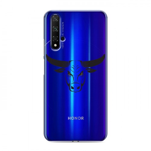 Полупрозрачный дизайнерский пластиковый чехол для Huawei Honor 20 Прозрачные быки