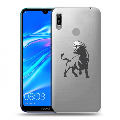 Полупрозрачный дизайнерский пластиковый чехол для Huawei Y6 (2019) Прозрачные быки