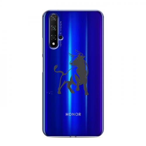 Полупрозрачный дизайнерский пластиковый чехол для Huawei Honor 20 Прозрачные быки