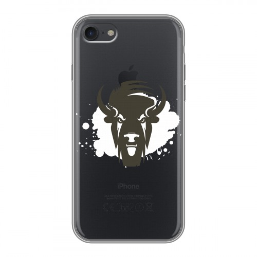 Полупрозрачный дизайнерский силиконовый чехол для Iphone 7 Прозрачные быки