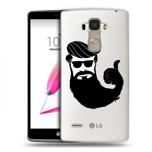 Полупрозрачный дизайнерский силиконовый чехол для LG G4 Stylus Прозрачный брутальный мужчина