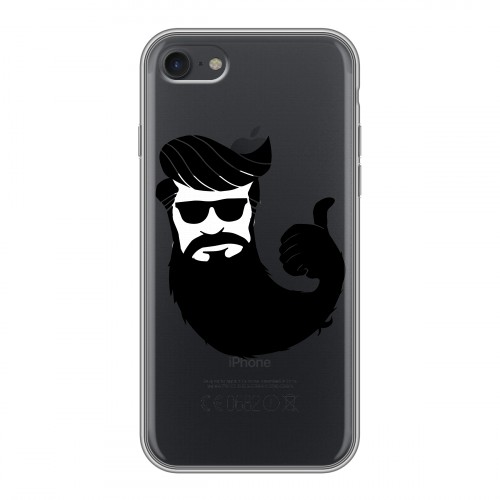 Полупрозрачный дизайнерский силиконовый с усиленными углами чехол для Iphone 7 Прозрачный брутальный мужчина