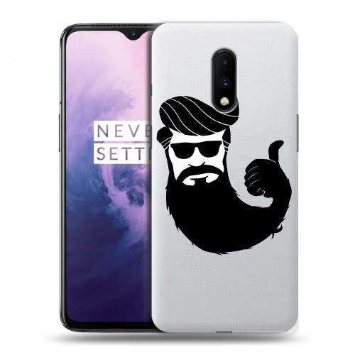 Полупрозрачный дизайнерский пластиковый чехол для OnePlus 7 Прозрачный брутальный мужчина