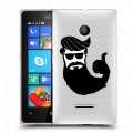 Полупрозрачный дизайнерский пластиковый чехол для Microsoft Lumia 435 Прозрачный брутальный мужчина