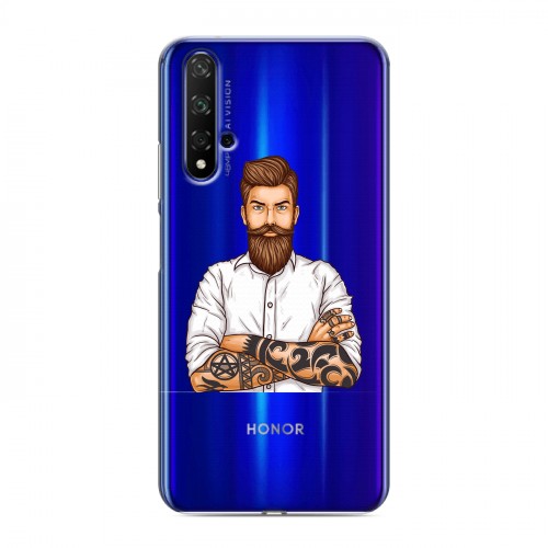 Полупрозрачный дизайнерский пластиковый чехол для Huawei Honor 20 Прозрачный брутальный мужчина