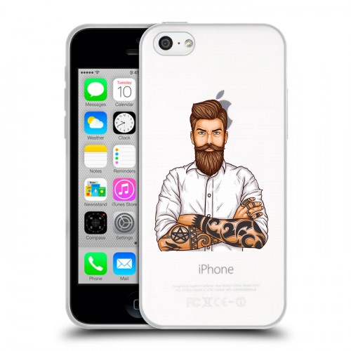 Полупрозрачный дизайнерский пластиковый чехол для Iphone 5c Прозрачный брутальный мужчина