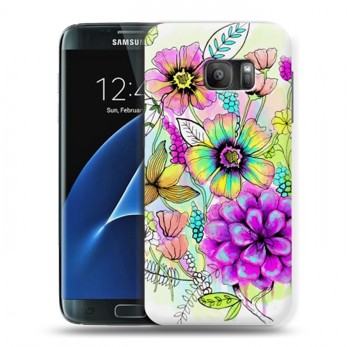 Дизайнерский силиконовый с усиленными углами чехол для Samsung Galaxy S7 Цветочная акварель