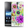 Дизайнерский пластиковый чехол для Sony Xperia S Цветочная акварель