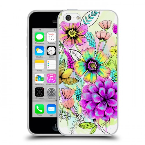 Дизайнерский пластиковый чехол для Iphone 5c Цветочная акварель