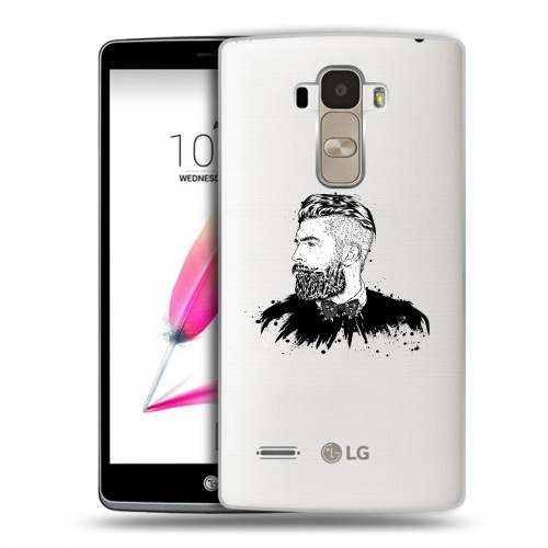 Полупрозрачный дизайнерский пластиковый чехол для LG G4 Stylus Прозрачный брутальный мужчина