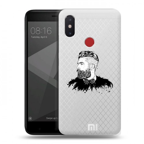 Полупрозрачный дизайнерский силиконовый чехол для Xiaomi Mi8 SE Прозрачный брутальный мужчина