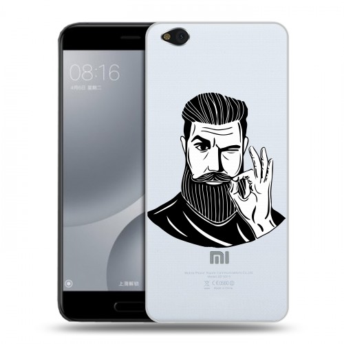 Полупрозрачный дизайнерский пластиковый чехол для Xiaomi Mi5C Прозрачный брутальный мужчина