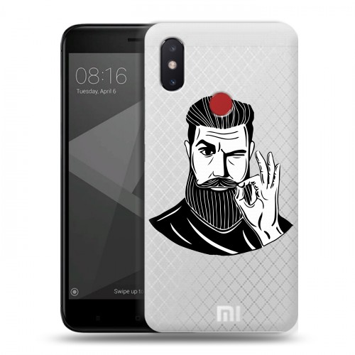 Полупрозрачный дизайнерский пластиковый чехол для Xiaomi Mi8 SE Прозрачный брутальный мужчина