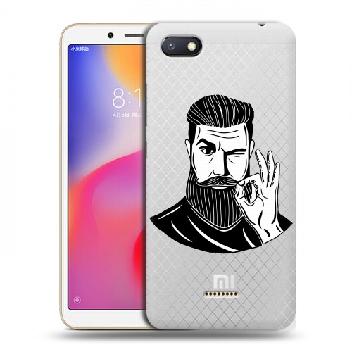 Полупрозрачный дизайнерский пластиковый чехол для Xiaomi RedMi 6A Прозрачный брутальный мужчина