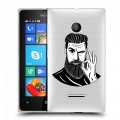 Полупрозрачный дизайнерский пластиковый чехол для Microsoft Lumia 435 Прозрачный брутальный мужчина