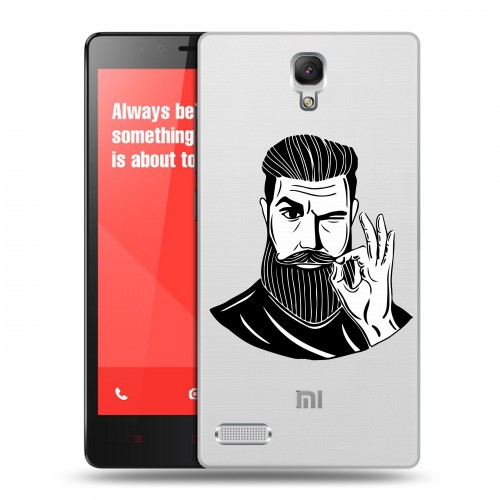 Полупрозрачный дизайнерский силиконовый чехол для Xiaomi RedMi Note Прозрачный брутальный мужчина