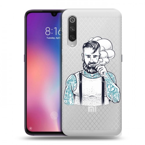 Полупрозрачный дизайнерский силиконовый с усиленными углами чехол для Xiaomi Mi9 Прозрачный брутальный мужчина