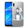 Полупрозрачный дизайнерский пластиковый чехол для Huawei Y6 (2019) Прозрачный брутальный мужчина