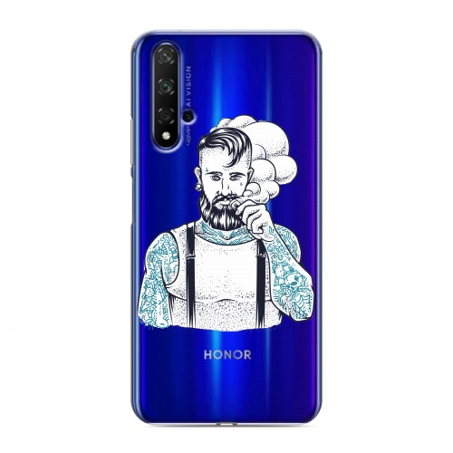 Полупрозрачный дизайнерский пластиковый чехол для Huawei Honor 20 Прозрачный брутальный мужчина