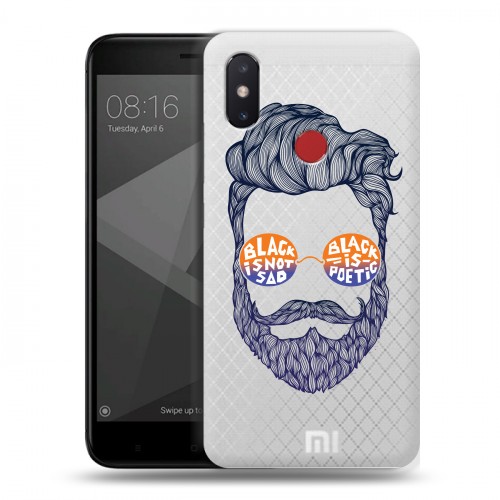 Полупрозрачный дизайнерский пластиковый чехол для Xiaomi Mi8 SE Прозрачный брутальный мужчина