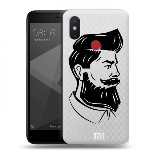 Полупрозрачный дизайнерский пластиковый чехол для Xiaomi Mi8 SE Прозрачный брутальный мужчина