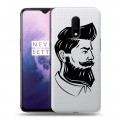 Полупрозрачный дизайнерский пластиковый чехол для OnePlus 7 Прозрачный брутальный мужчина