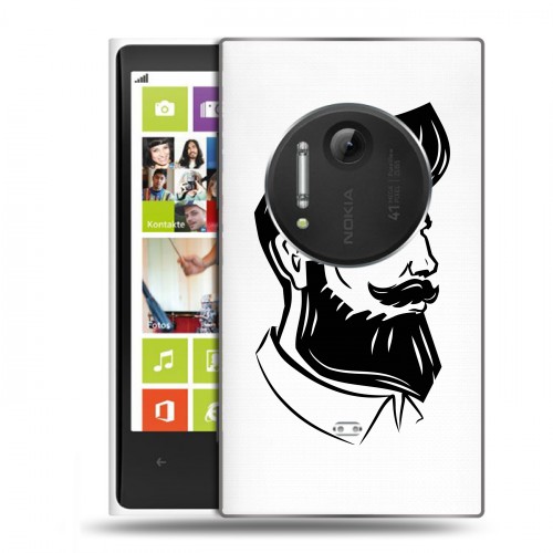 Полупрозрачный дизайнерский пластиковый чехол для Nokia Lumia 1020 Прозрачный брутальный мужчина