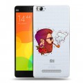 Полупрозрачный дизайнерский пластиковый чехол для Xiaomi Mi4i Прозрачный брутальный мужчина