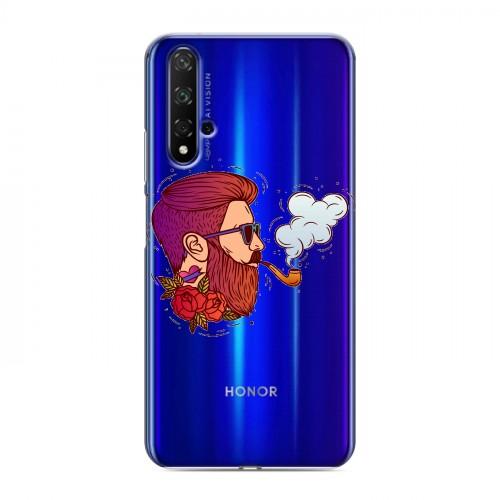 Полупрозрачный дизайнерский пластиковый чехол для Huawei Honor 20 Прозрачный брутальный мужчина