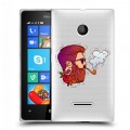 Полупрозрачный дизайнерский пластиковый чехол для Microsoft Lumia 435 Прозрачный брутальный мужчина