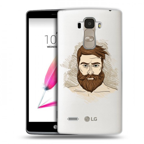 Полупрозрачный дизайнерский пластиковый чехол для LG G4 Stylus Прозрачный брутальный мужчина