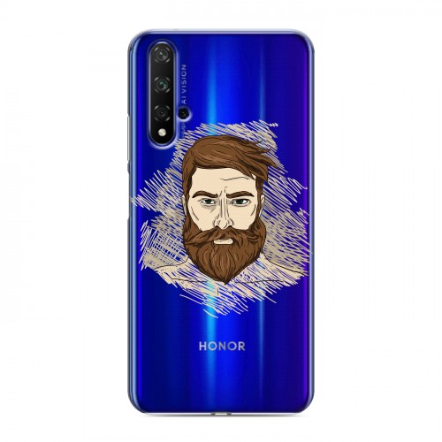 Полупрозрачный дизайнерский пластиковый чехол для Huawei Honor 20 Прозрачный брутальный мужчина