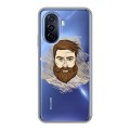 Полупрозрачный дизайнерский пластиковый чехол для Huawei Nova Y70 Прозрачный брутальный мужчина